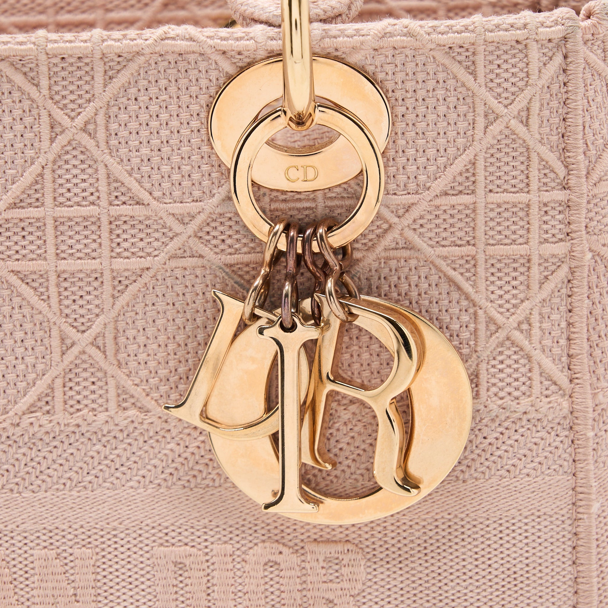 DIOR LADY MEDIUM LADY D-LITE BAG CANNAGE EMBROIDERY ROSEWOOD PINK HARDWARE