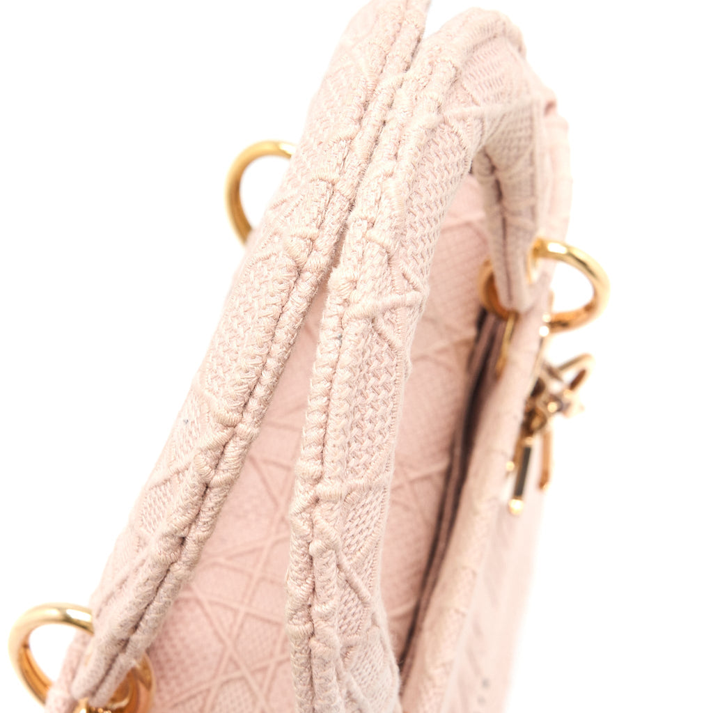 DIOR LADY MEDIUM LADY D-LITE BAG CANNAGE EMBROIDERY ROSEWOOD PINK HARDWARE