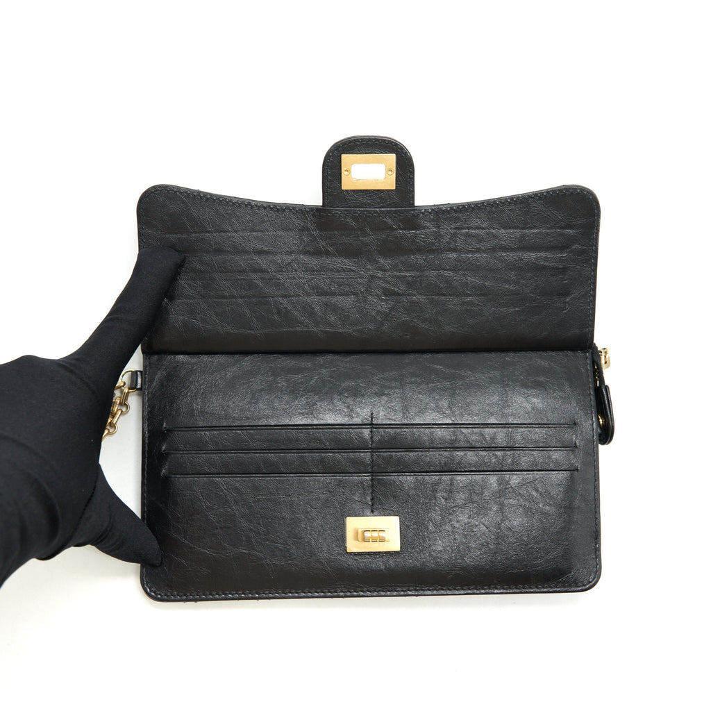 CHANEL REISSUE ZIPPY POUCH QUILTED CALFSKIN BLACK RUTHENIUM GHW