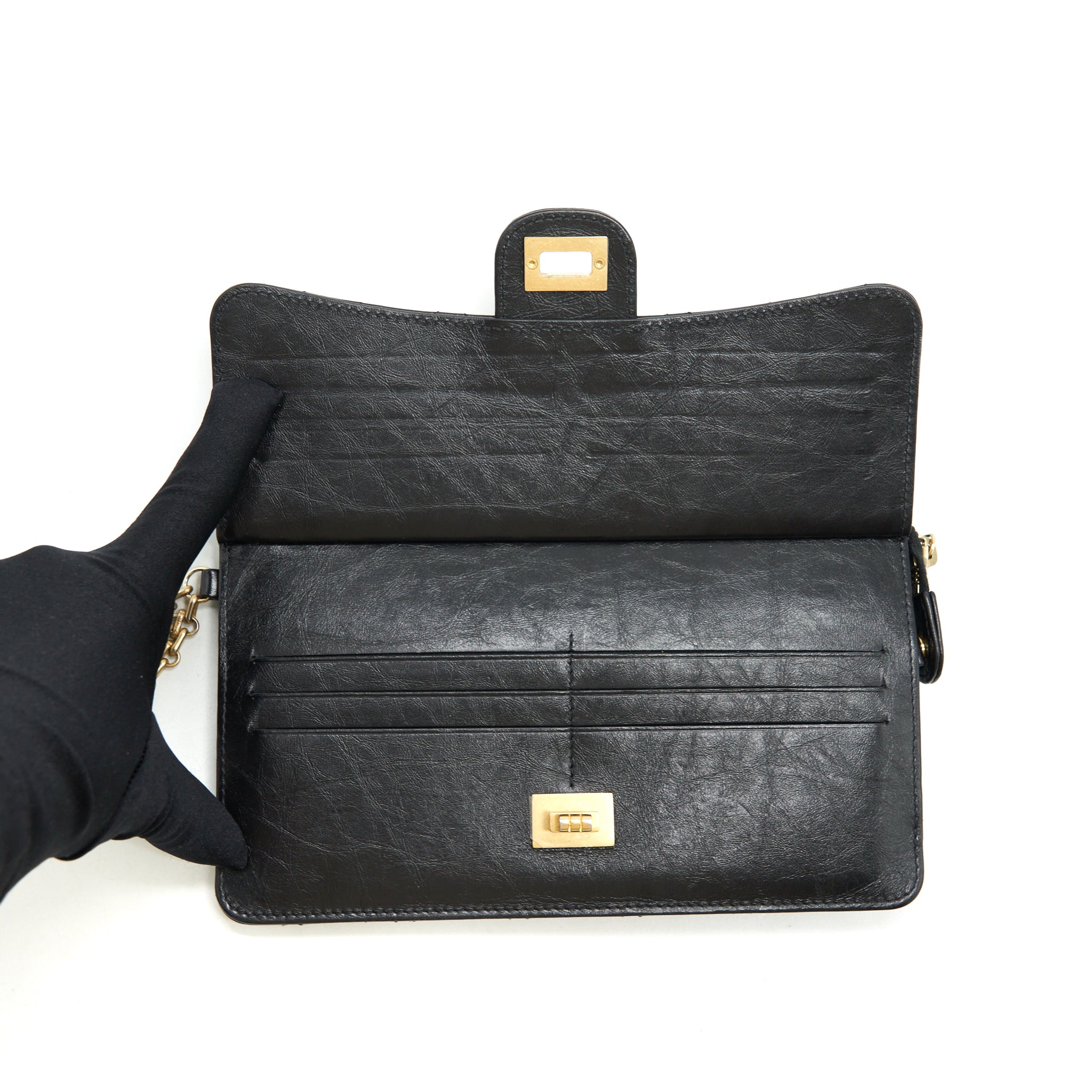 CHANEL REISSUE ZIPPY POUCH QUILTED CALFSKIN BLACK RUTHENIUM GHW