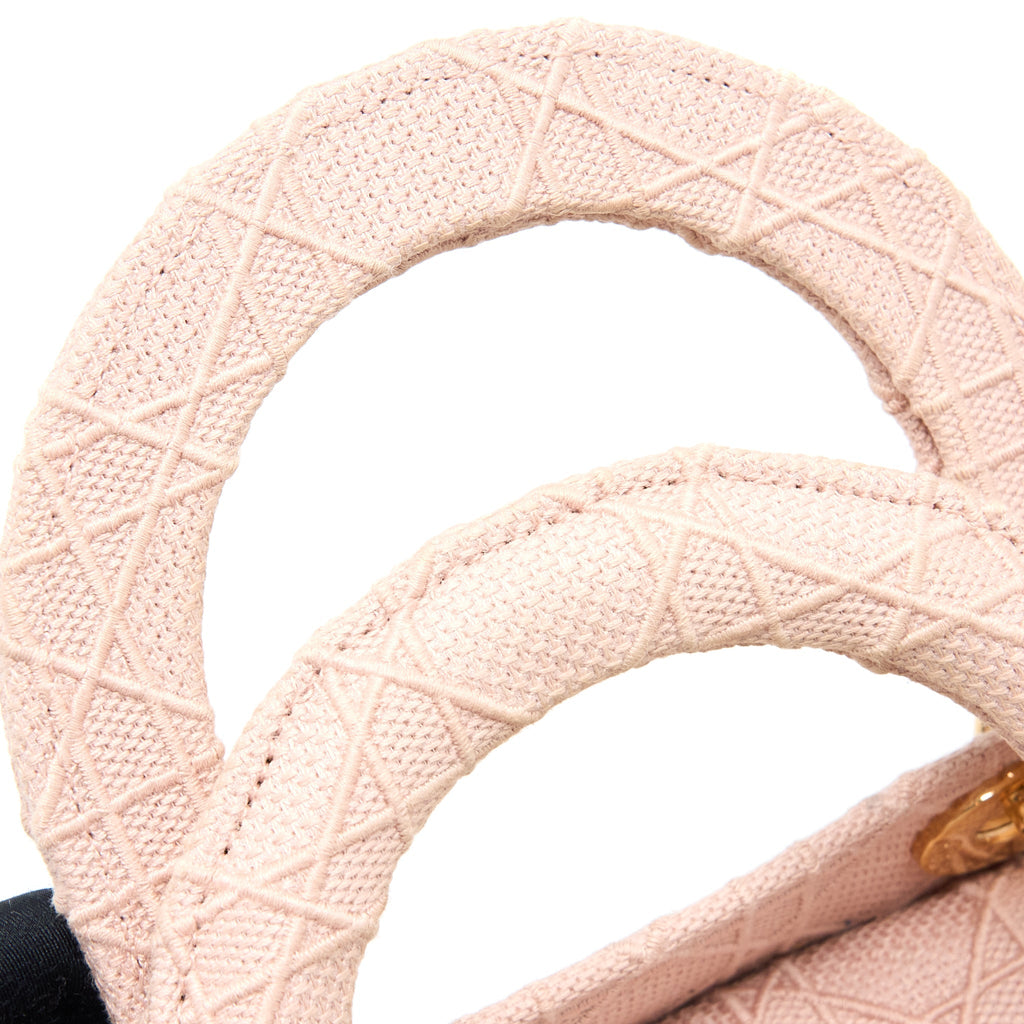 DIOR LADY MEDIUM LADY D-LITE BAG CANNAGE EMBROIDERY ROSEWOOD PINK HARDWARE