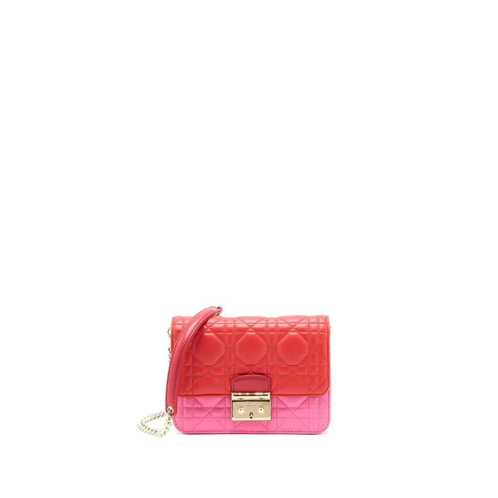 DIOR MISS DIOR WALLET ON CHAIN LAMBSKIN RED/PINK LGHW