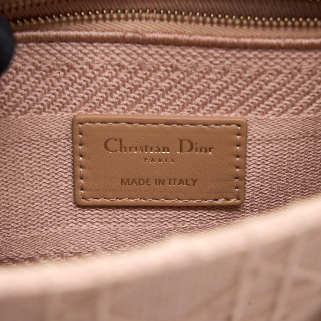 DIOR LADY MEDIUM LADY D-LITE BAG CANNAGE EMBROIDERY ROSEWOOD PINK HARDWARE