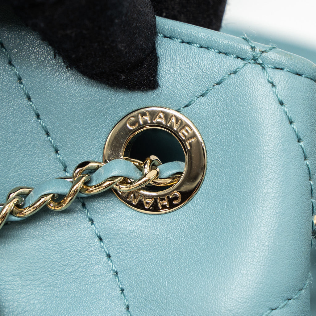 CHANEL BUCKET BAG CALFSKIN LIGHT BLUE LGHW
