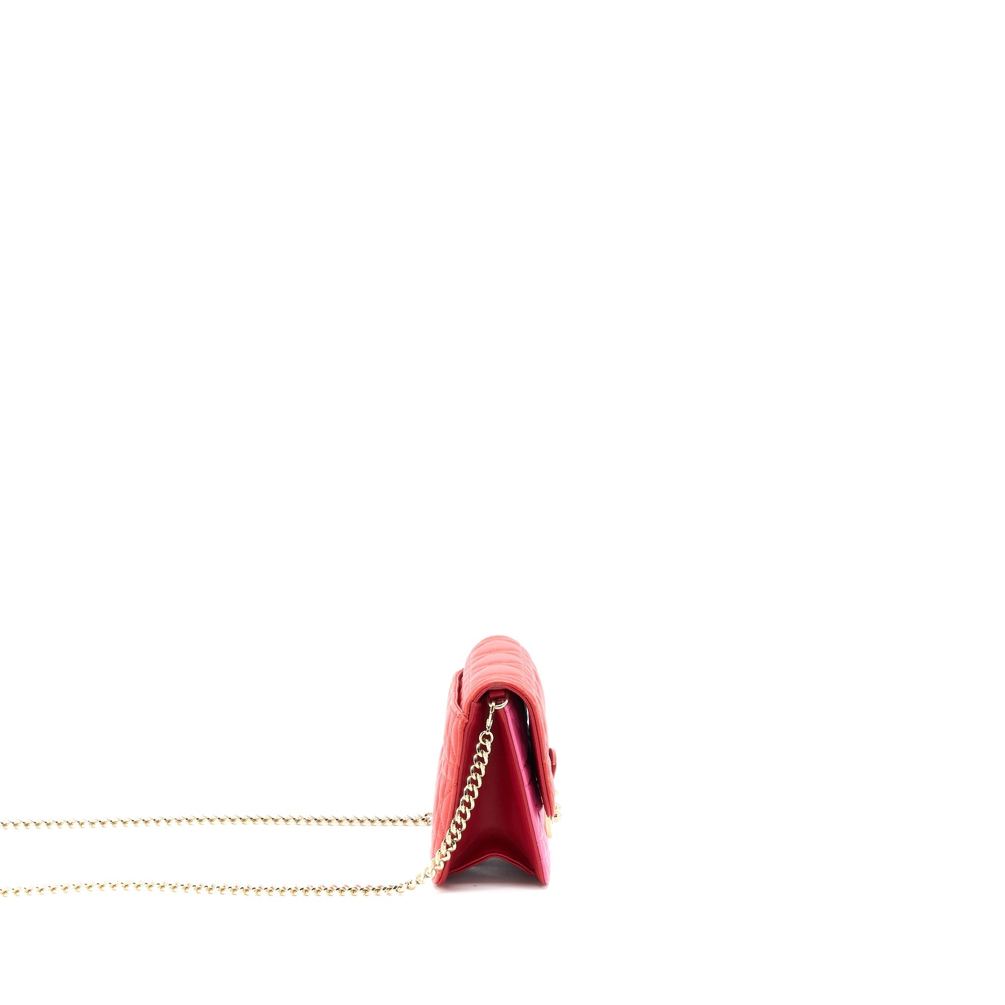 DIOR MISS DIOR WALLET ON CHAIN LAMBSKIN RED/PINK LGHW