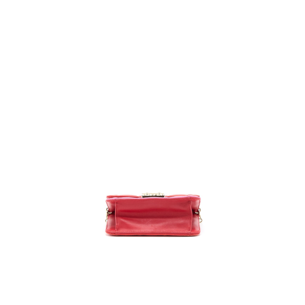 DIOR MISS DIOR WALLET ON CHAIN LAMBSKIN RED/PINK LGHW