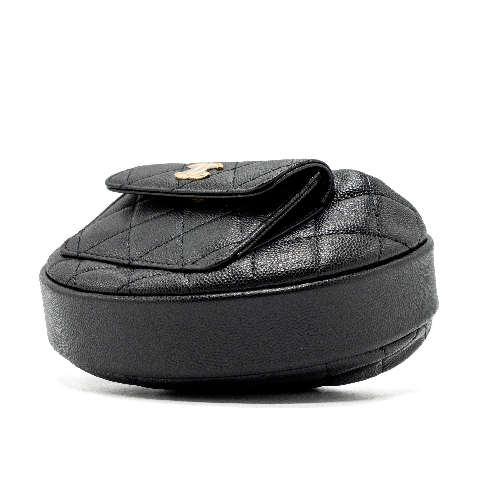CHANEL 23B ROUND CLUTCH CAVIAR BLACK GHW (MICROCHIP)
