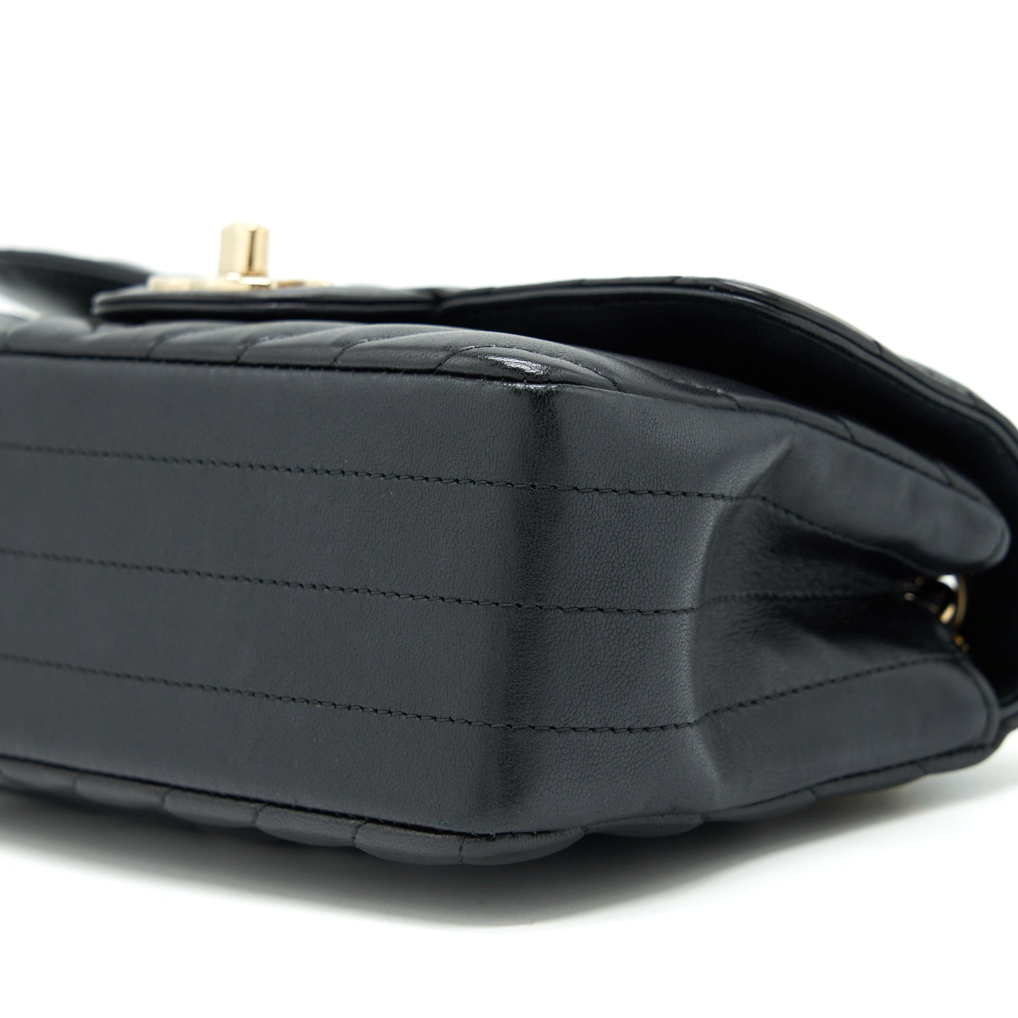 CHANEL CHEVRON MINI RECTANGULAR FLAP BAG LAMBSKIN BLACK LGHW