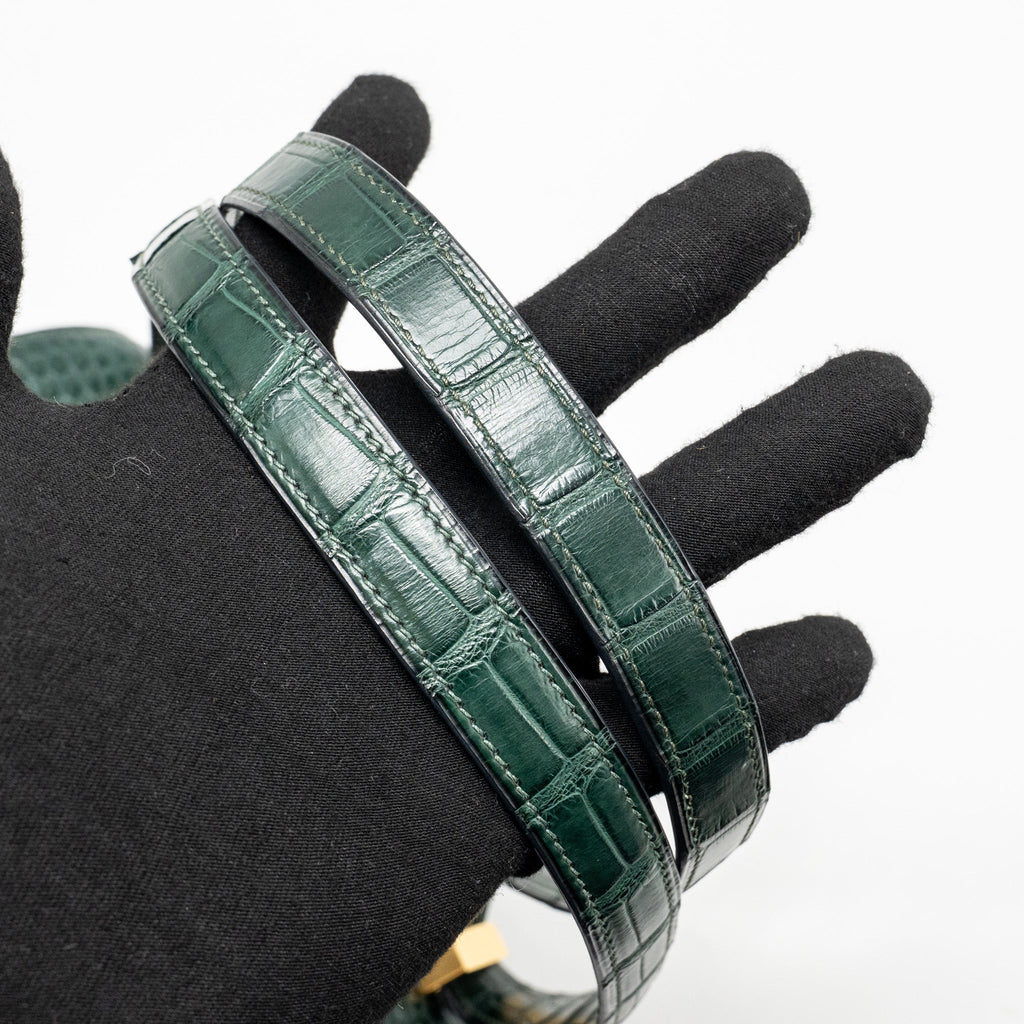 HERMES CONSTANCE 24 ALLIGATOR MISSISSIPPIENSIS MAT VERT FONCE GHW
