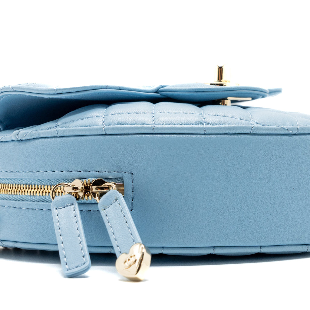 CHANEL HEART BAG LAMBSKIN LIGHT BLUE LGHW (MICROCHIP)