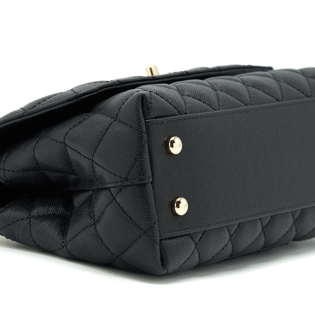CHANEL SMALL COCO HANDLE CAVIAR BLACK LGHW WITH RED EMBOSSED HANDLE