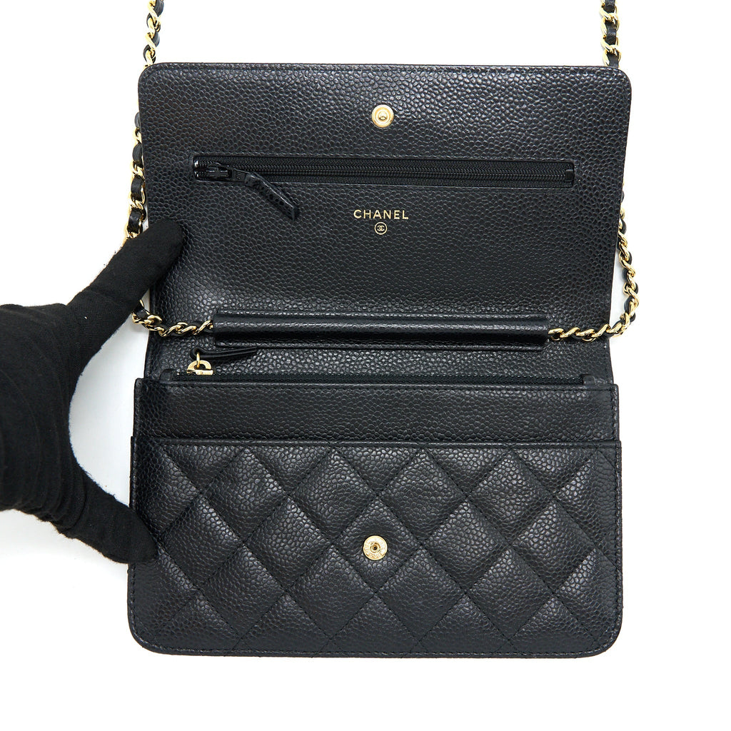 CHANEL CLASSIC WALLET ON CHAIN CAVIAR BLACK GHW
