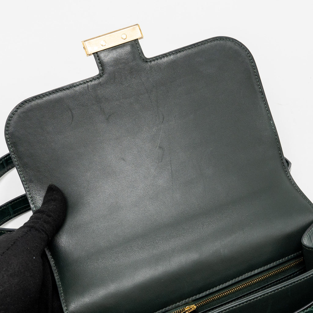 HERMES CONSTANCE 24 ALLIGATOR MISSISSIPPIENSIS MAT VERT FONCE GHW