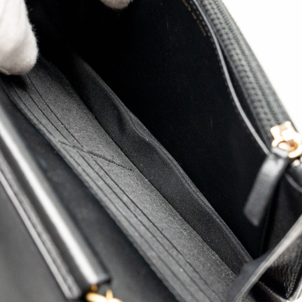 CHANEL BOY WALLET ON CHAIN LAMBSKIN BLACK GHW