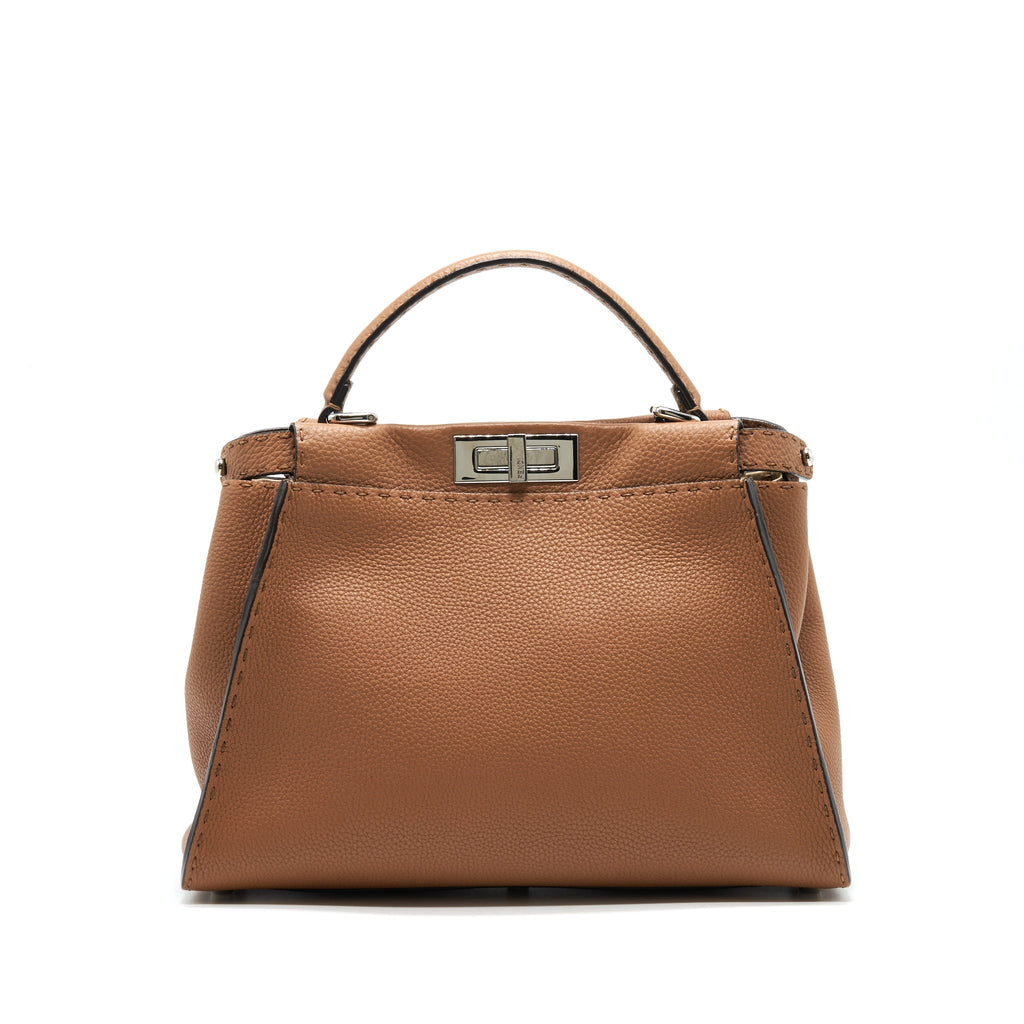 FENDI MEDIUM PEEKABOO BAG IN ROMANO LEATHER CARAMEL SHW