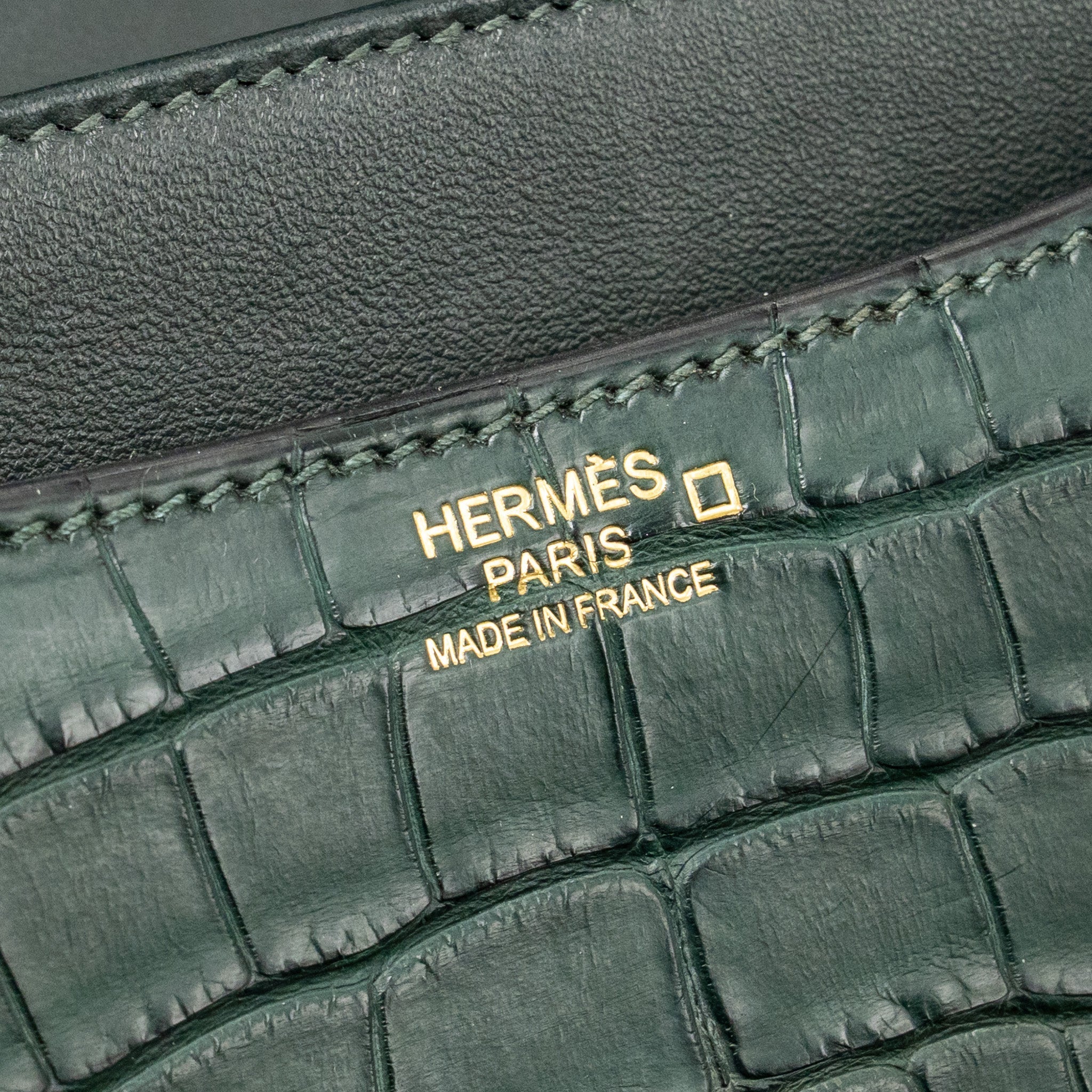 HERMES CONSTANCE 24 ALLIGATOR MISSISSIPPIENSIS MAT VERT FONCE GHW