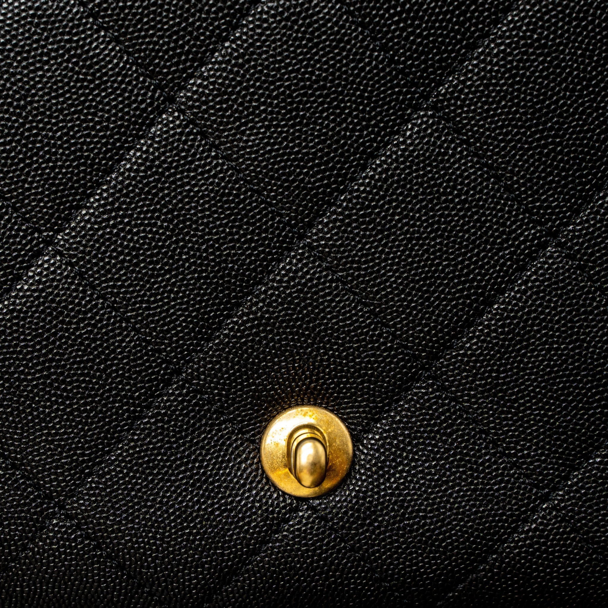 CHANEL FLAP BAG WITH DETAIL CHAIN GRAINED CALFSKIN BLACK BRUSHED GHW (MICROCHIP)