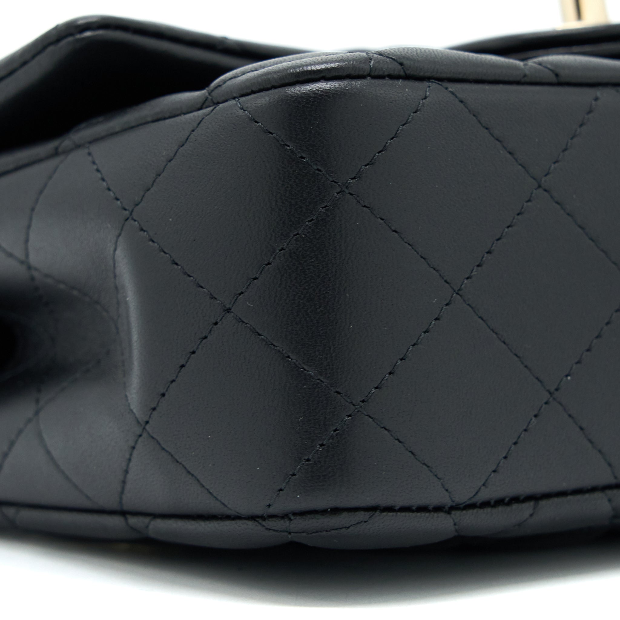 CHANEL TOP HANDLE MINI RECTANGULAR FLAP BAG LAMBSKIN BLACK LGHW (MICROCHIP)