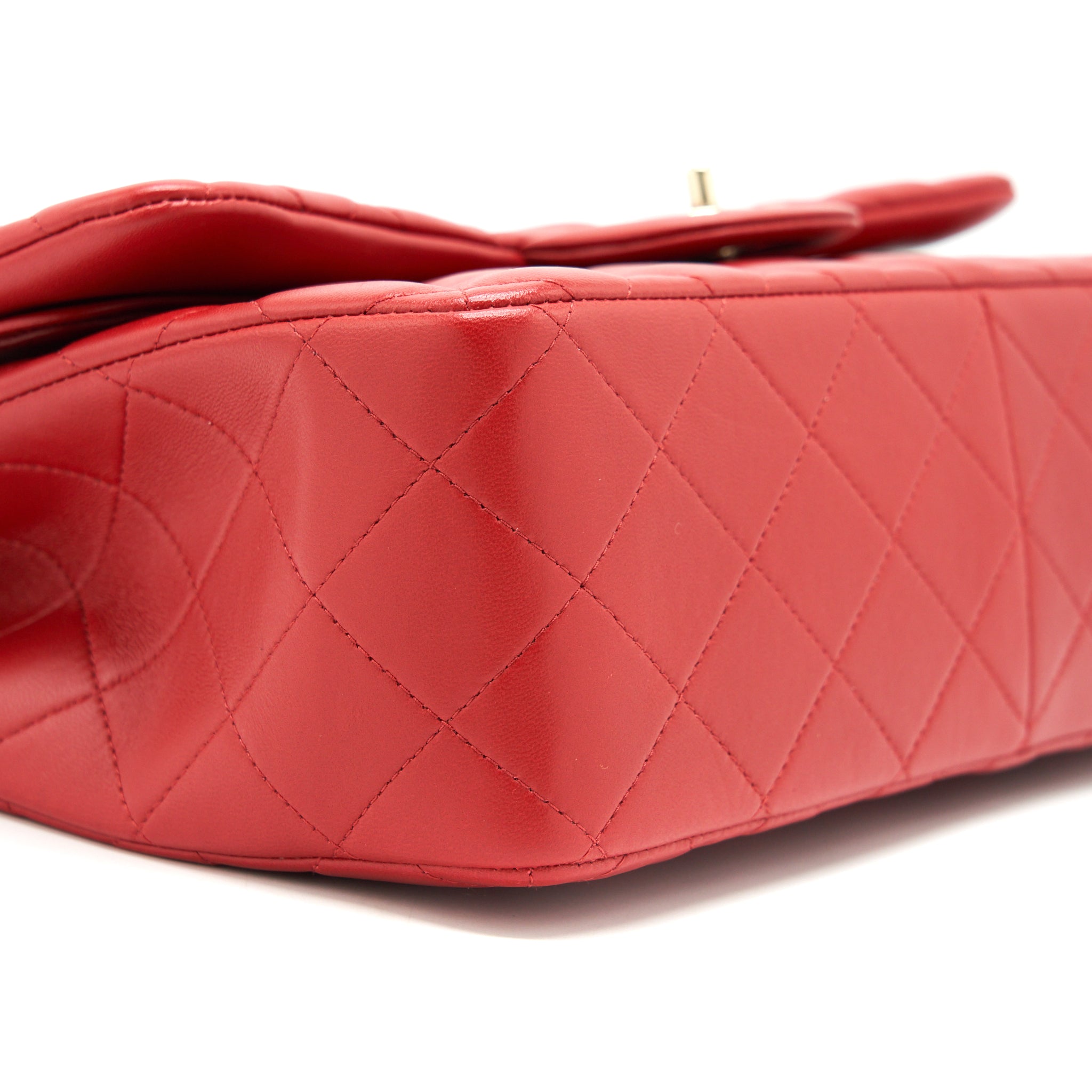 CHANEL CLASSIC JUMBO DOUBLE FLAP BAG LAMBSKIN RED LGHW