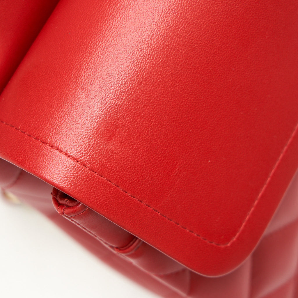 CHANEL CLASSIC JUMBO DOUBLE FLAP BAG LAMBSKIN RED LGHW