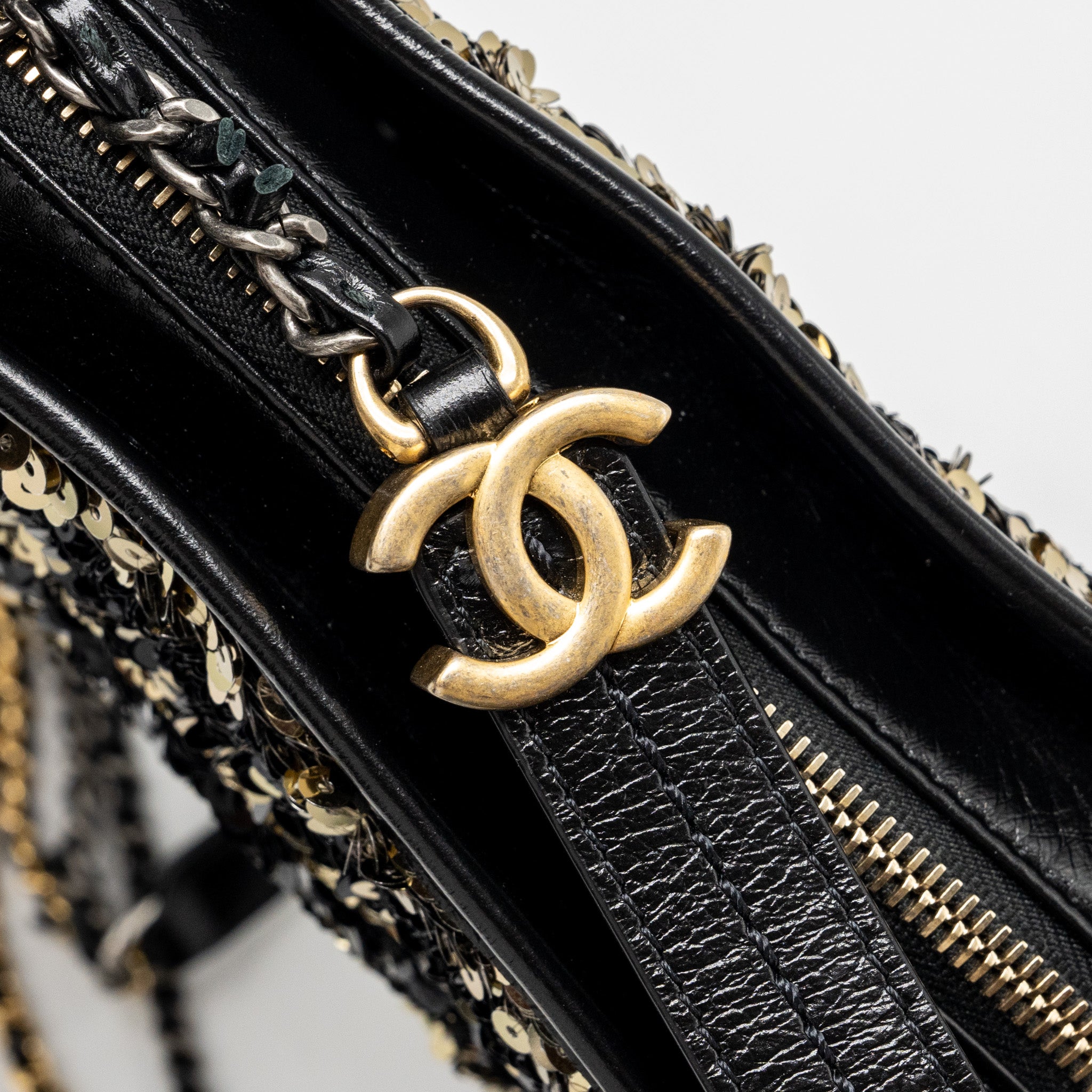 CHANEL SMALL GABRIELLE HOBO BAG LIMITED EDITION SEQUINS BLACK/GOLD MULTICOLOURED HARDWARE
