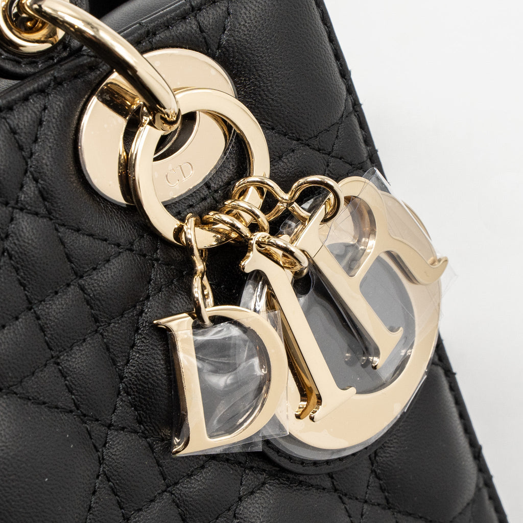 DIOR SMALL LADY DIOR LAMBSKIN BLACK LGHW