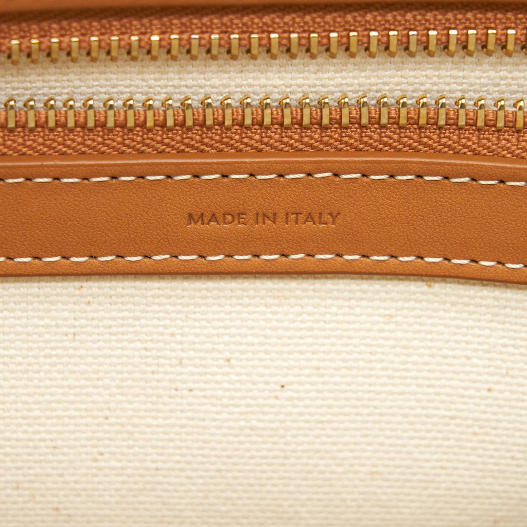 CELINE HORIZONTAL CABAS CELINE IN CANVAS WITH CELINE PRINT AND CALFSKIN NATURAL / TAN