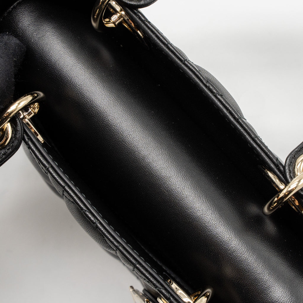 DIOR SMALL LADY DIOR LAMBSKIN BLACK LGHW