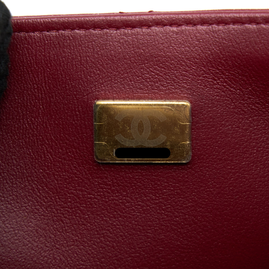 CHANEL 22A MINI SQUARE FLAP BAG LAMBSKIN BURGUNDY LGHW (MICROCHIP)