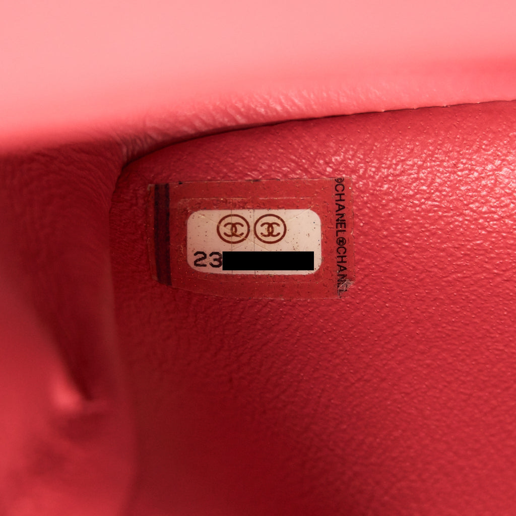 CHANEL MINI RECTANGULAR FLAP BAG CAVIAR CORAL PINK GHW