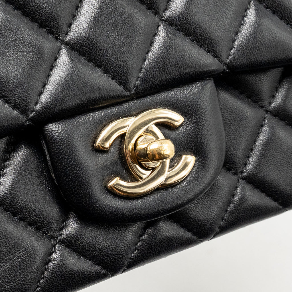 CHANEL MINI RECTANGULAR FLAP BAG LAMBSKIN BLACK LGHW