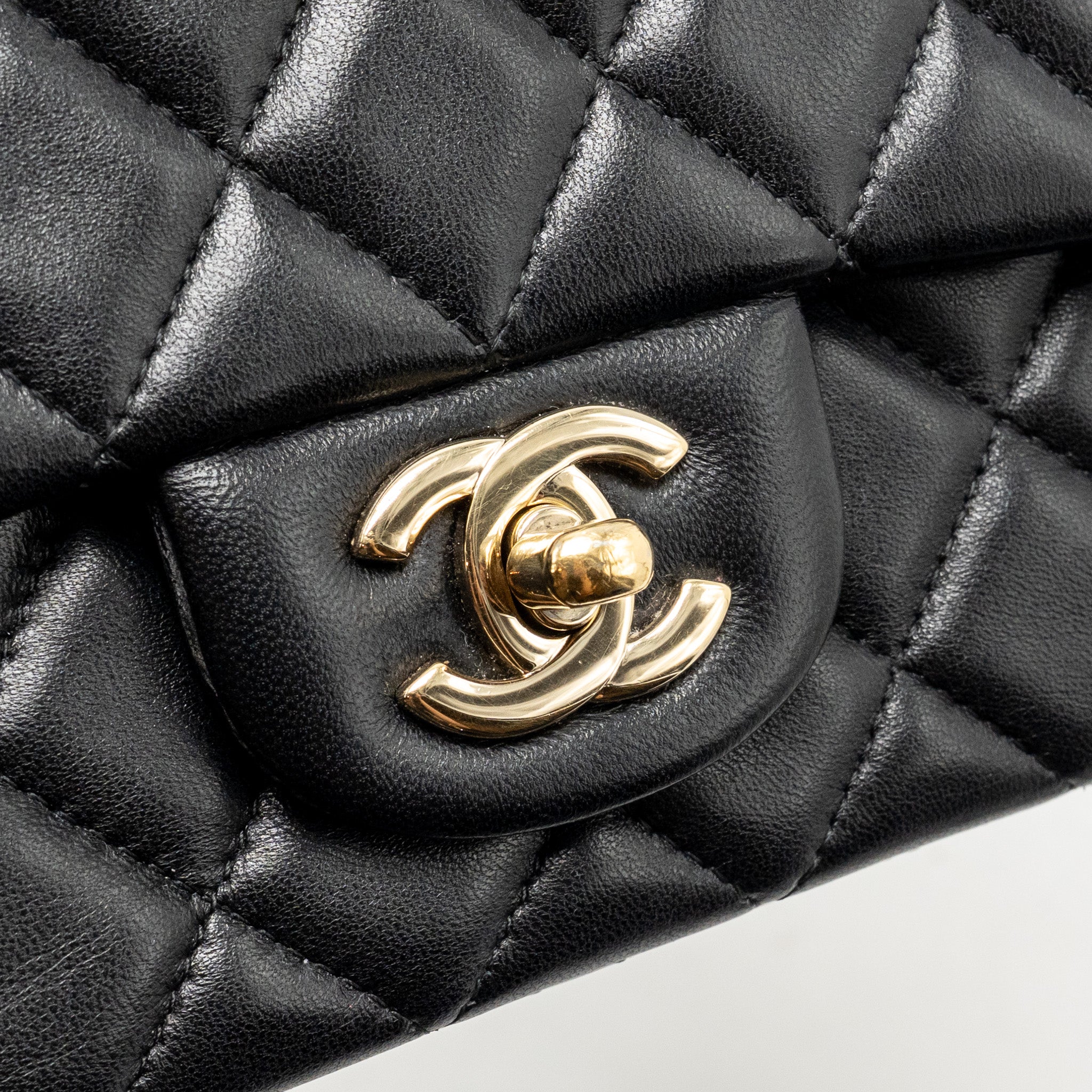 CHANEL MINI RECTANGULAR FLAP BAG LAMBSKIN BLACK LGHW