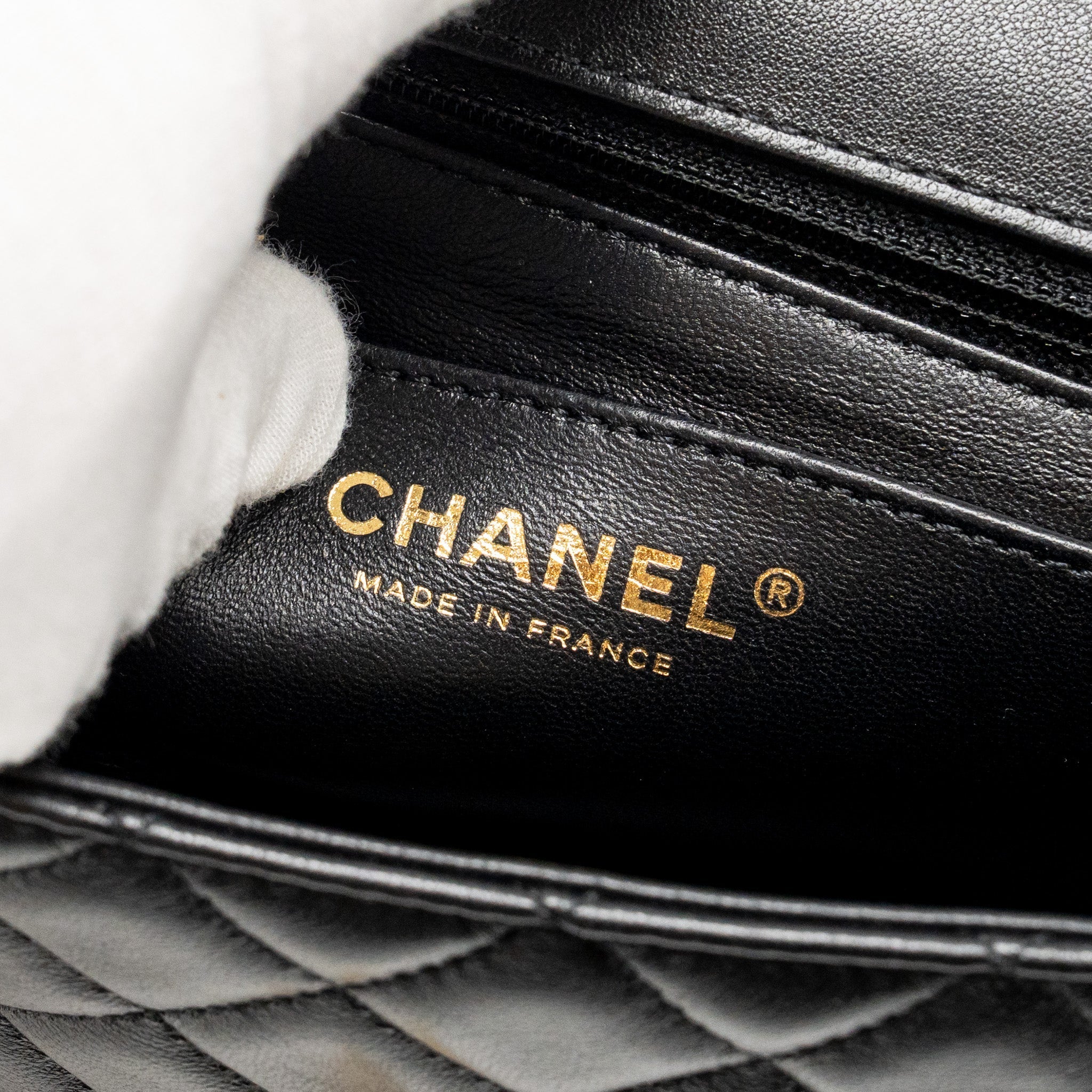 CHANEL 24C DETAIL TOP HANDLE FLAP BAG LAMBSKIN BLACK GHW (MICROCHIP)