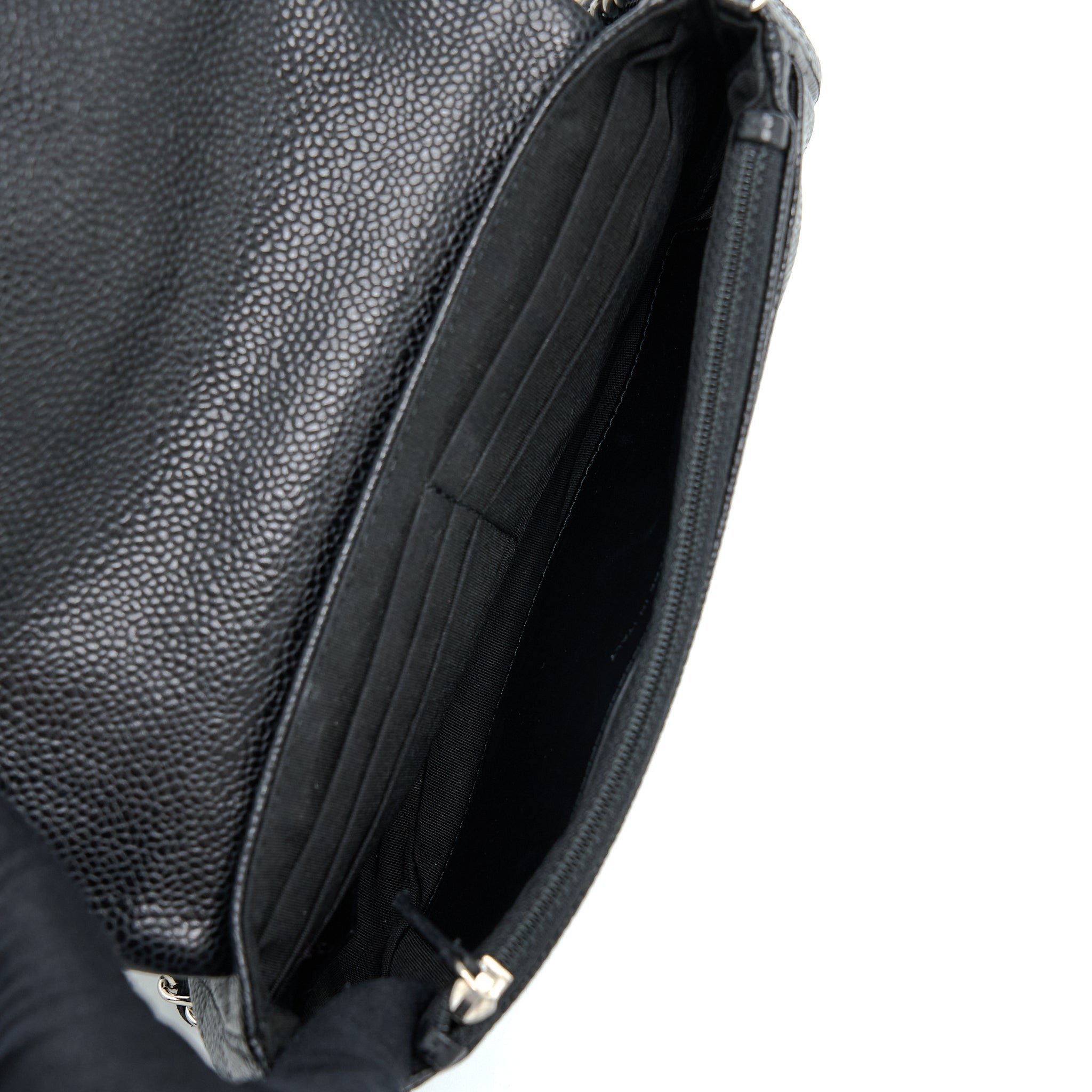 CHANEL HALF MOON WALLET ON CHAIN CAVIAR BLACK SHW