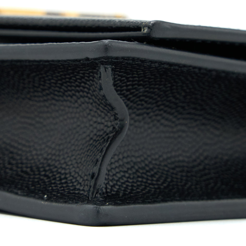 SAINT LAURENT KATE CHAIN WALLET WITH TASSEL GRAINED CALFSKIN BLACK GHW
