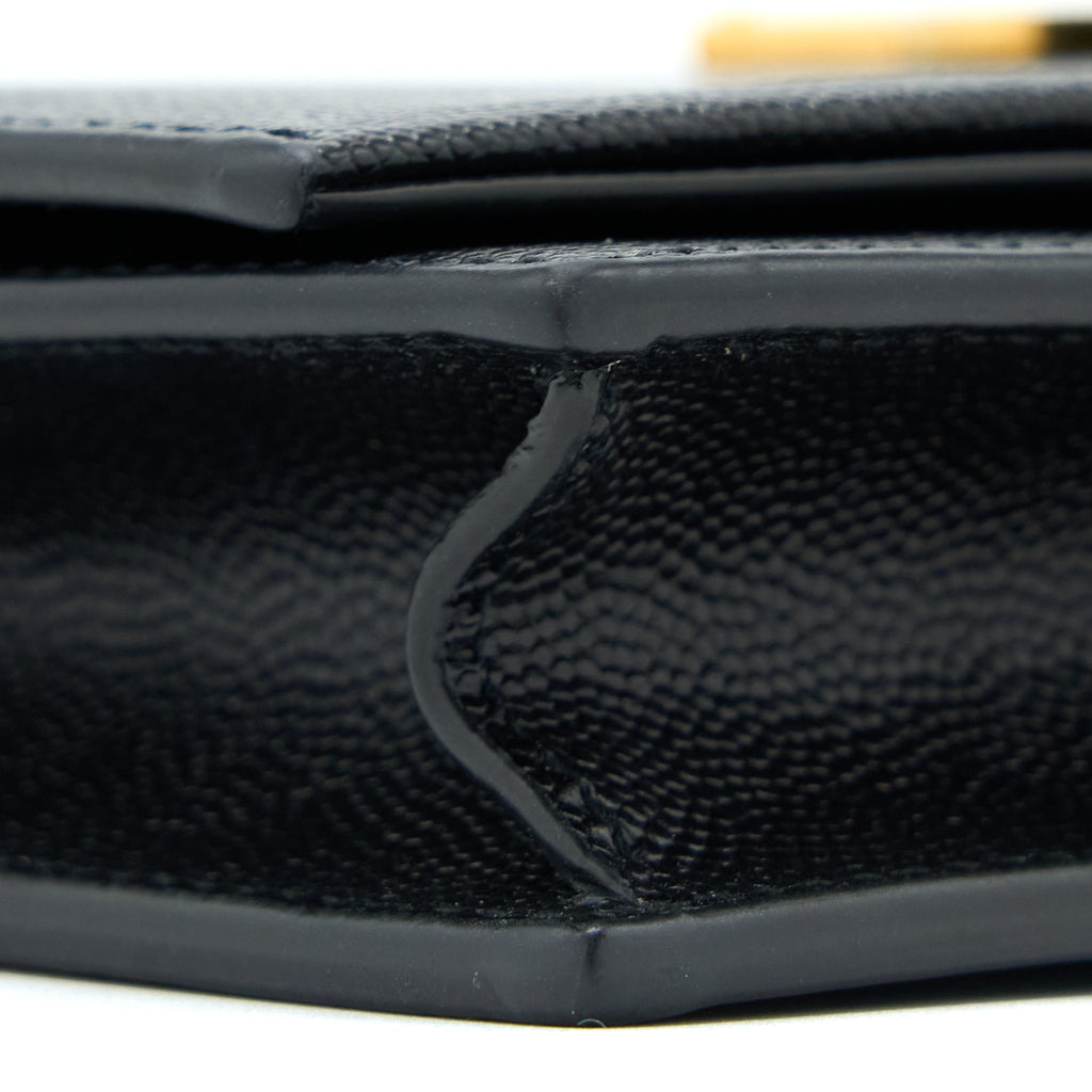 SAINT LAURENT KATE CHAIN WALLET WITH TASSEL GRAINED CALFSKIN BLACK GHW