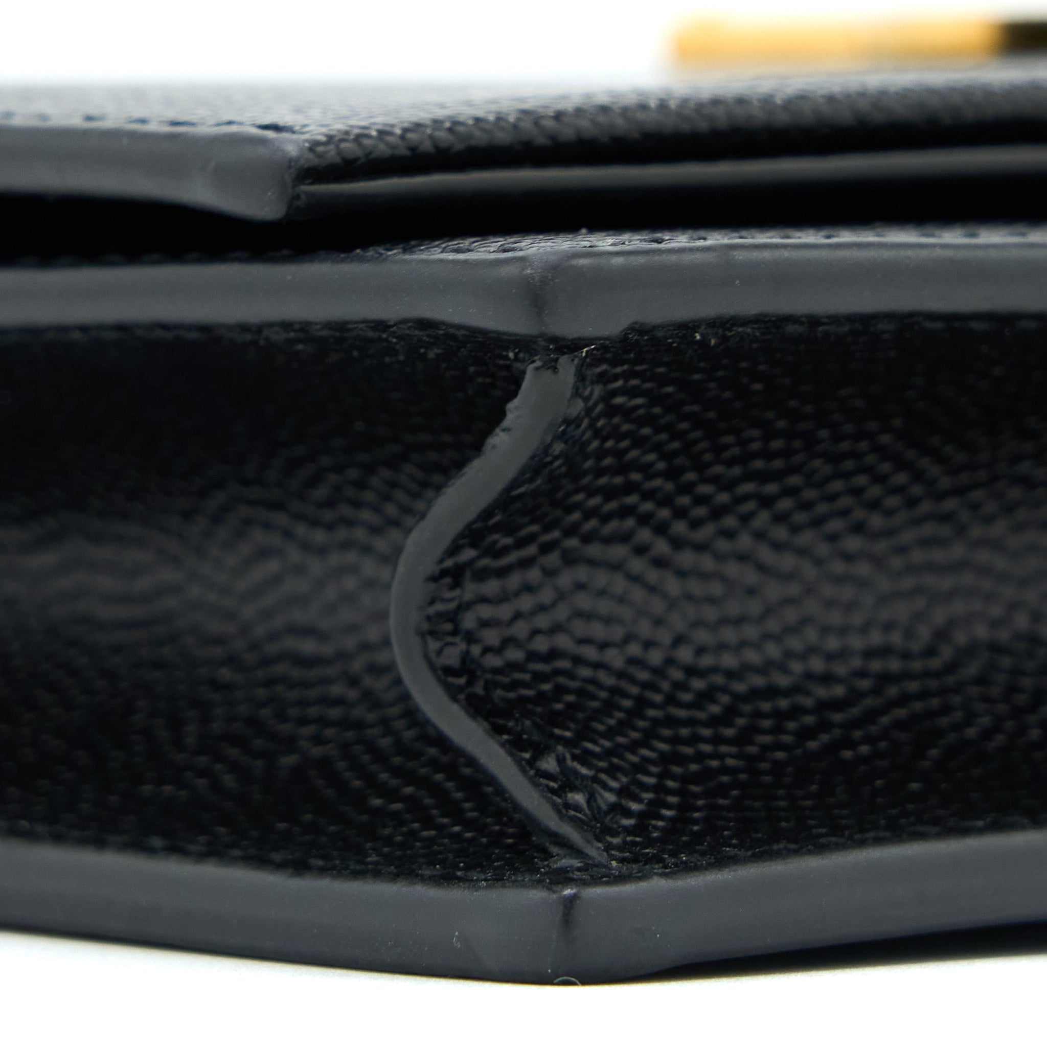 SAINT LAURENT KATE CHAIN WALLET WITH TASSEL GRAINED CALFSKIN BLACK GHW