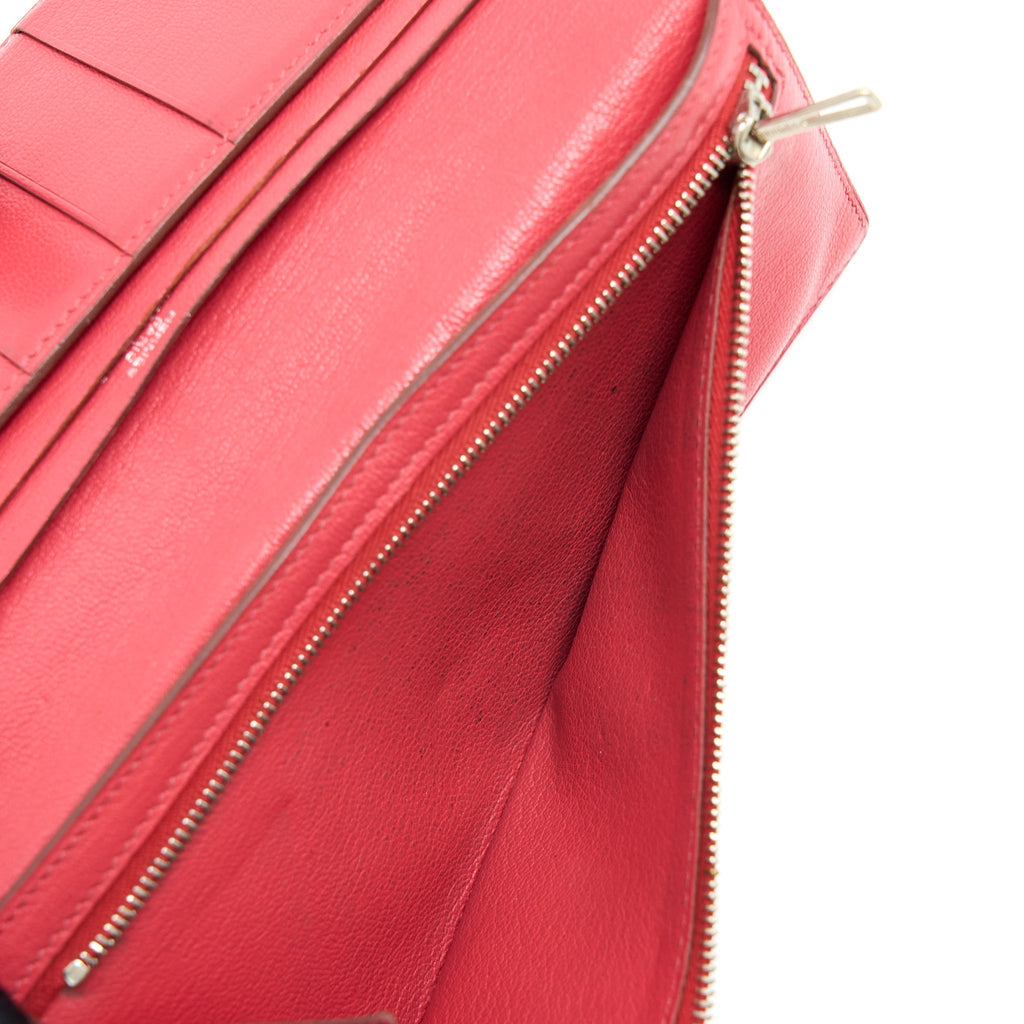 HERMES BEARN LONG WALLET OSTRICH RED SHW SQUARE N