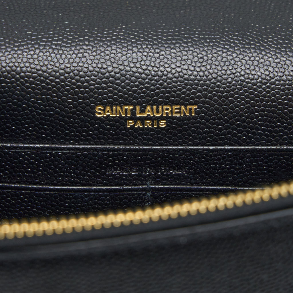 SAINT LAURENT KATE CHAIN WALLET WITH TASSEL GRAINED CALFSKIN BLACK GHW
