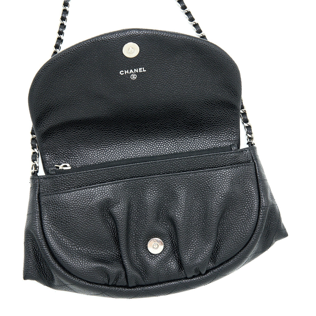 CHANEL HALF MOON WALLET ON CHAIN CAVIAR BLACK SHW
