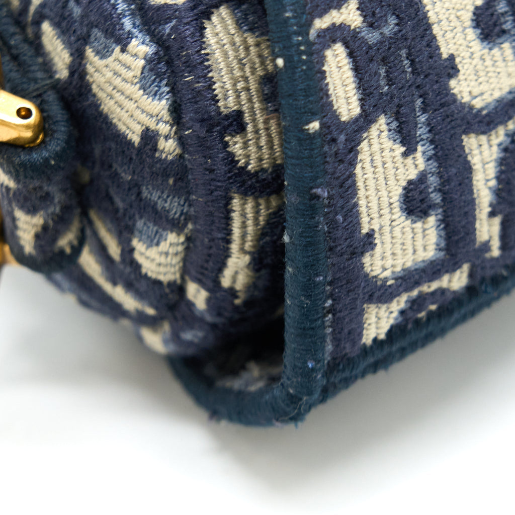 DIOR SADDLE BAG BLUE OBLIQUE EMBROIDERY GHW