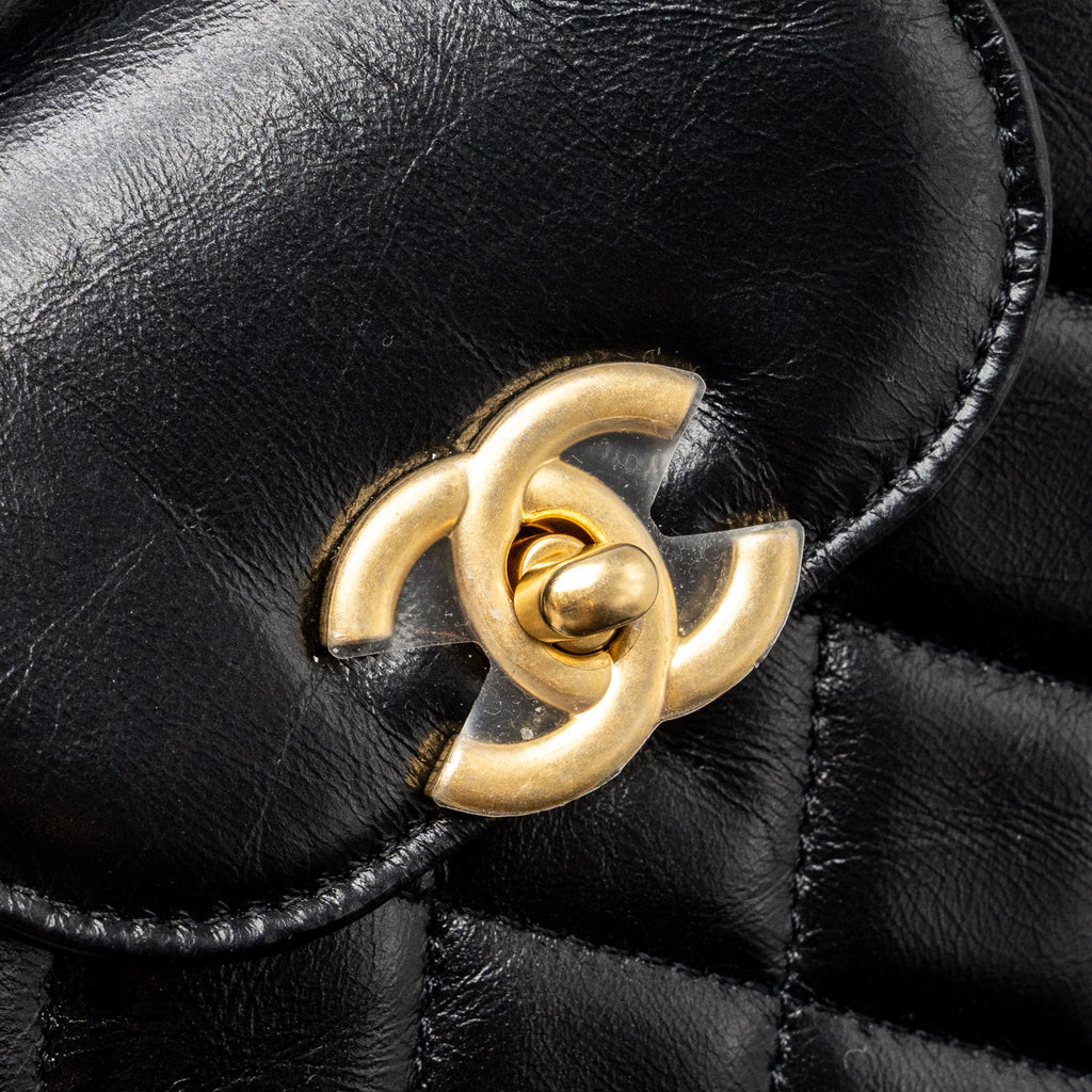 CHANEL 23K MINI SHOPPING TOTE CALFSKIN BLACK GHW(MICROCHIP)