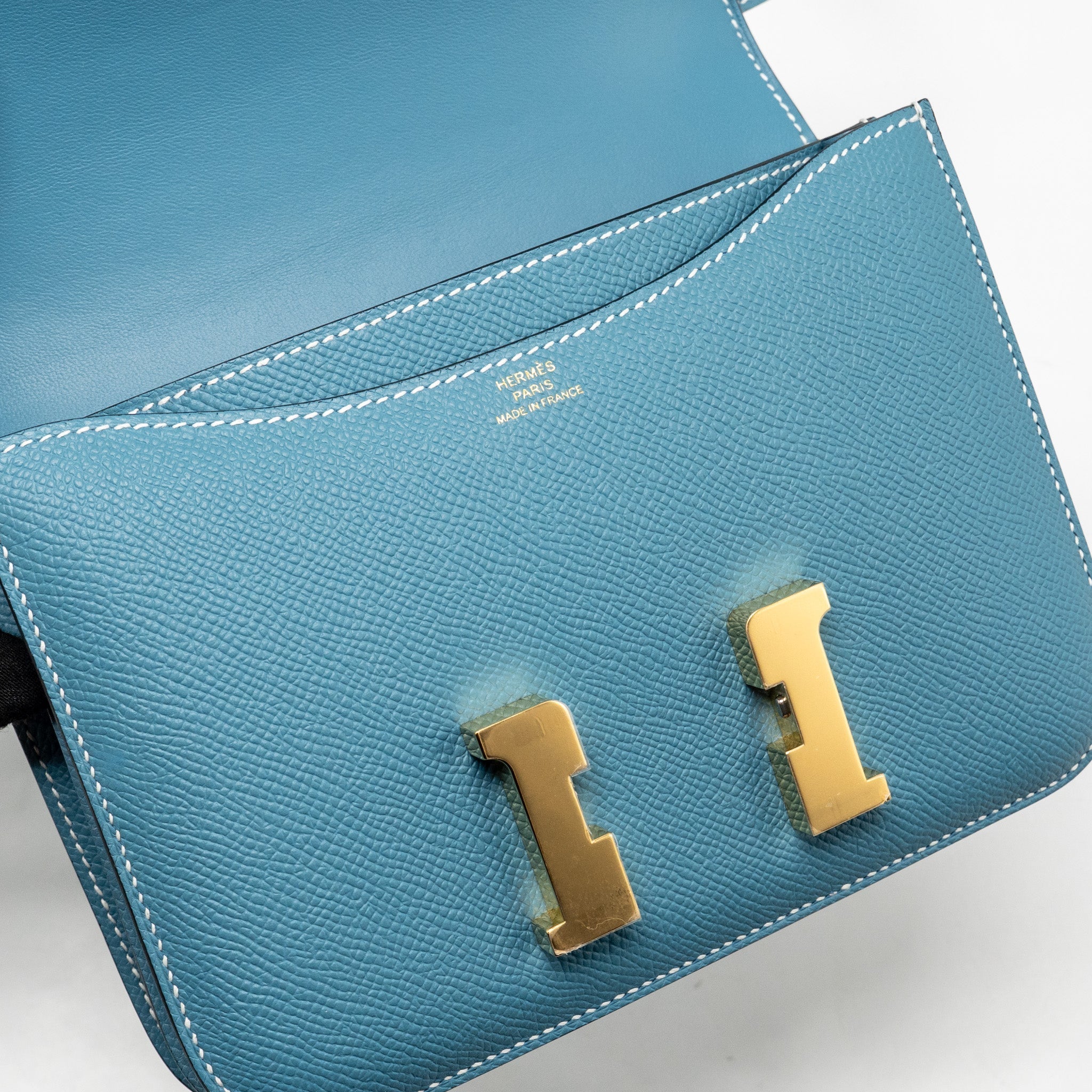 HERMES MINI CONSTANCE EPSOM D2 NEW BLUE JEAN GHW