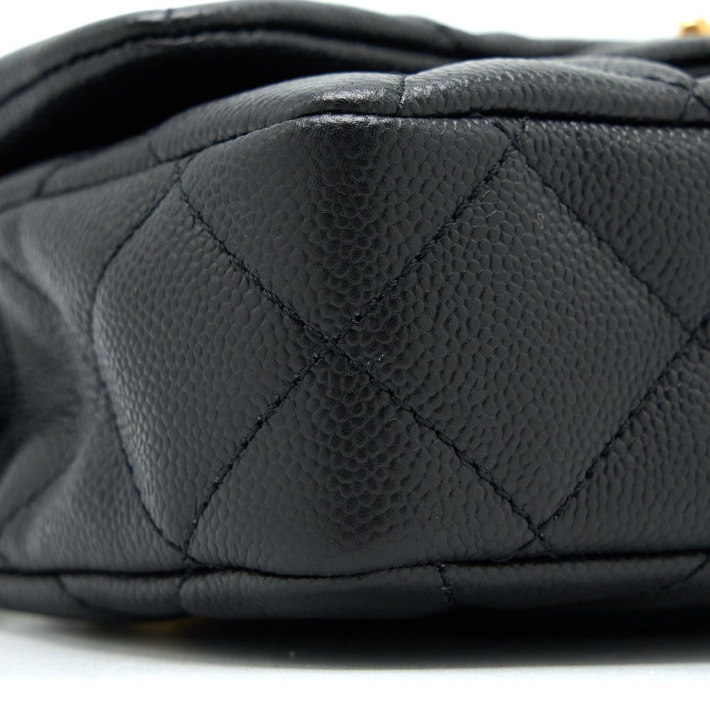 CHANEL 23P MINI COCO LOVE FLAP BAG CAVIAR BLACK GHW (MICROCHIP)