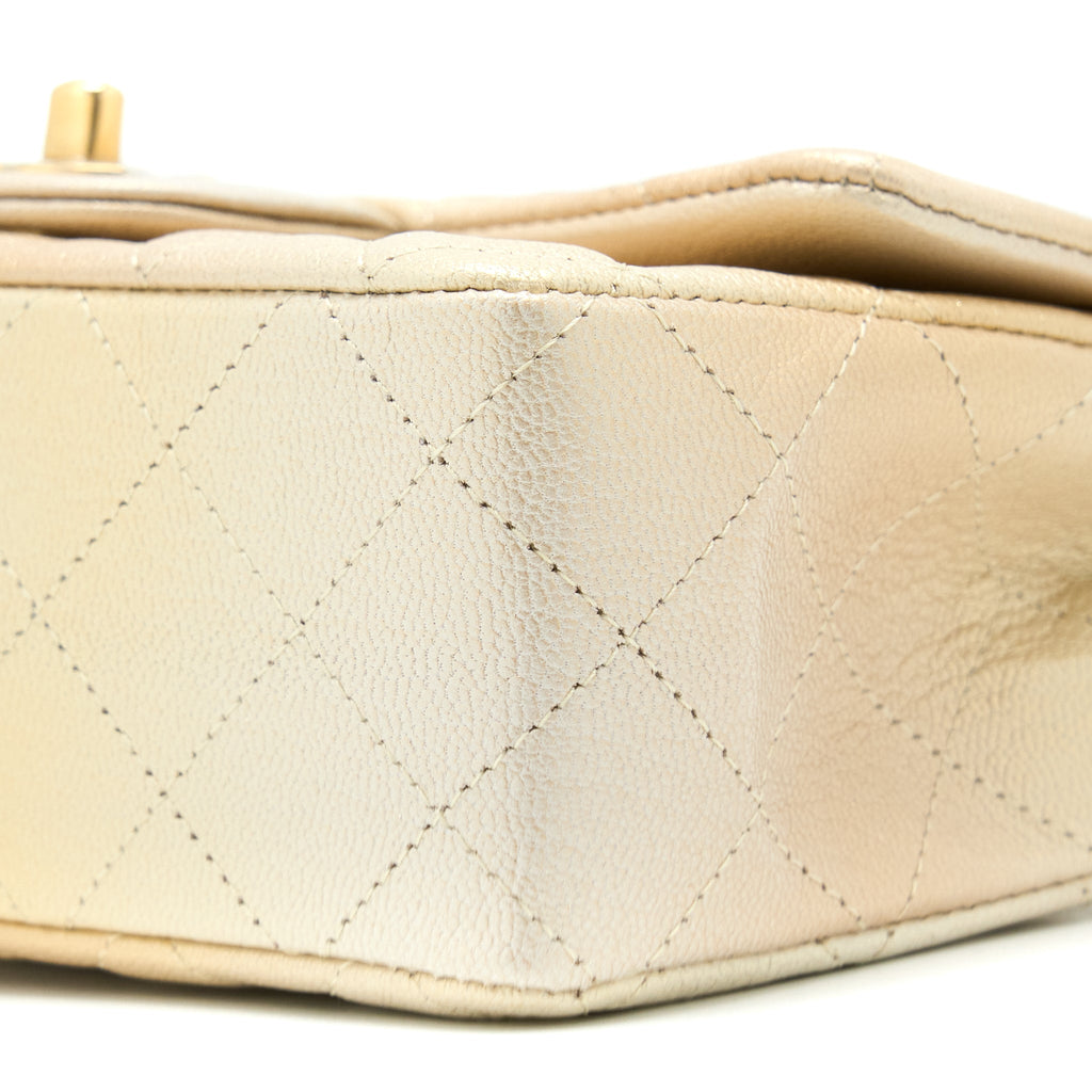 CHANEL 22C MINI RECTANGULAR FLAP BAG GOATSKIN OMBRE BEIGE BRUSHED GHW(MICROCHIP)