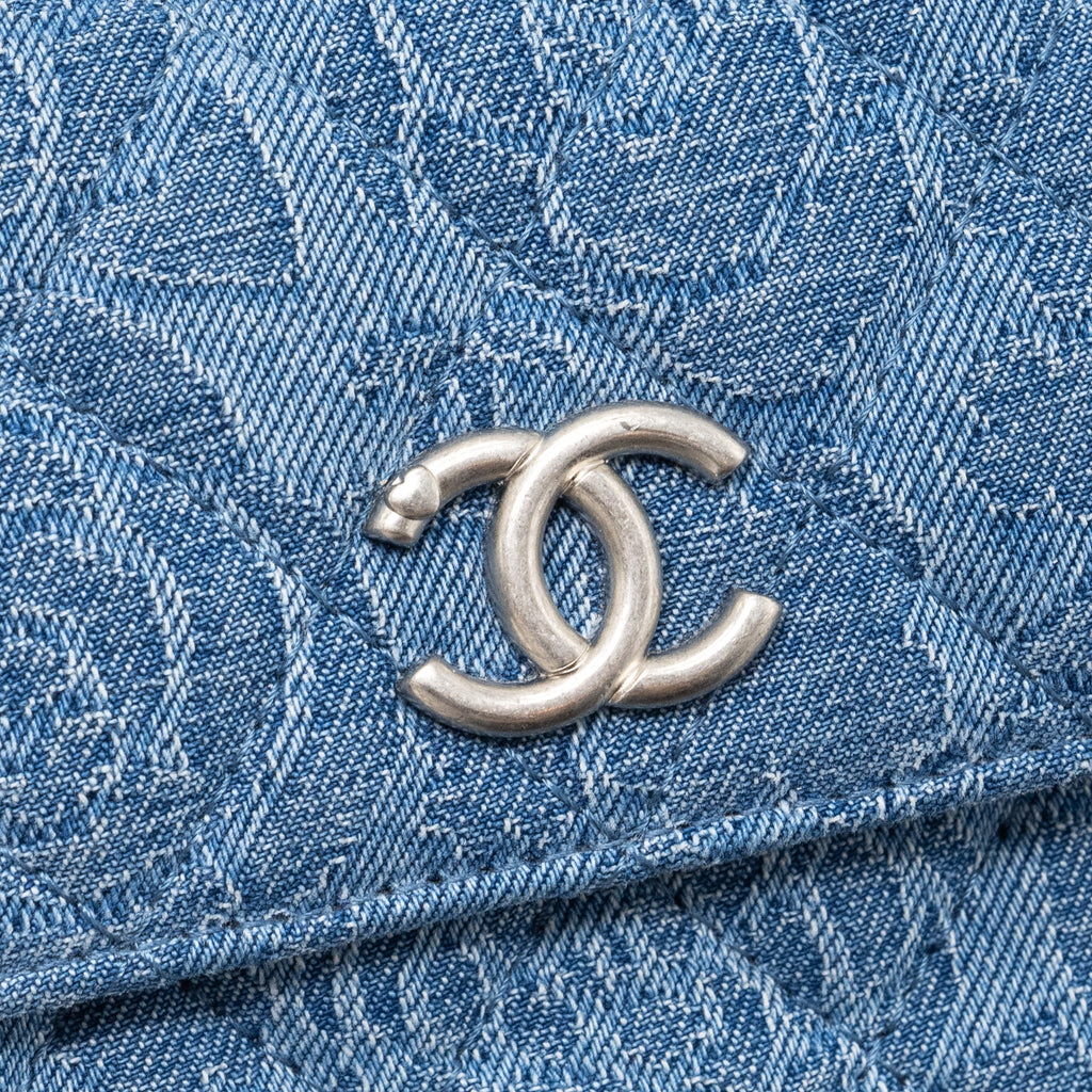 CHANEL COCO LOVE MINI CLUTCH WITH CHAIN DENIM BLUE SHW(MICROCHIP)
