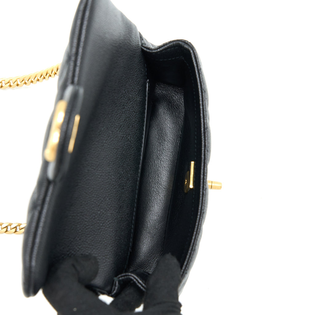 CHANEL 23P MINI COCO LOVE FLAP BAG CAVIAR BLACK GHW (MICROCHIP)