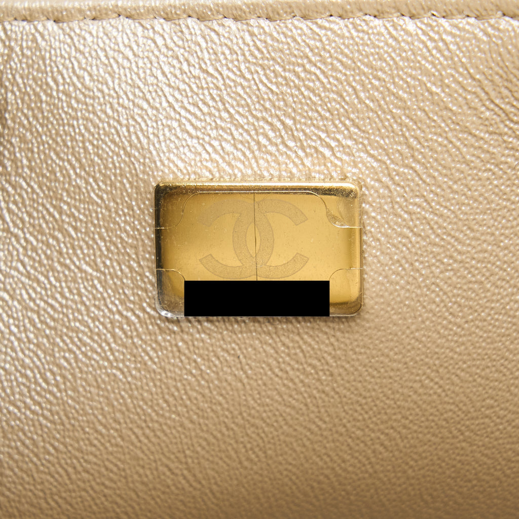 CHANEL 22C MINI RECTANGULAR FLAP BAG GOATSKIN OMBRE BEIGE BRUSHED GHW(MICROCHIP)