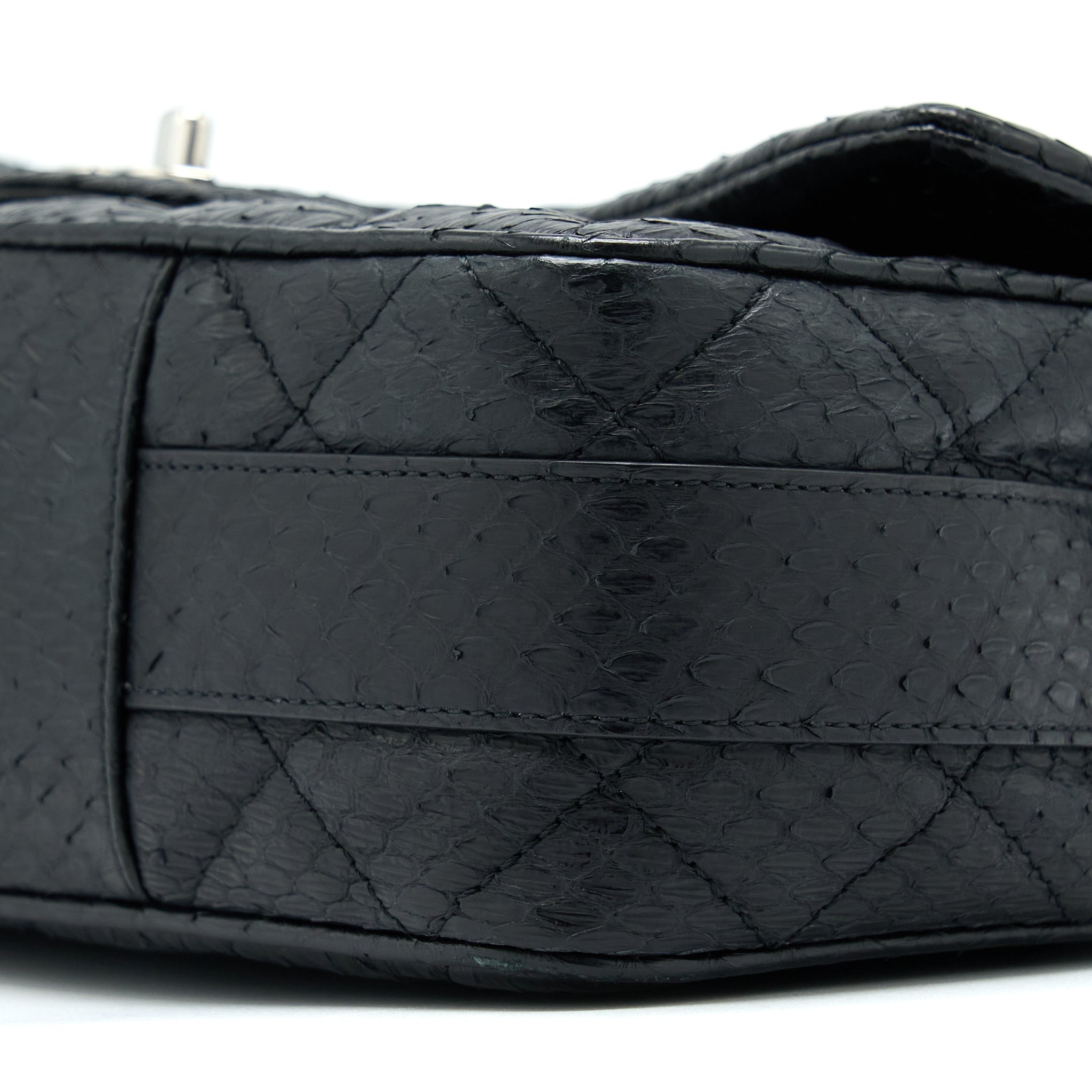 CHANEL TOP HANDLE FLAP BAG PYTHON BLACK SHW