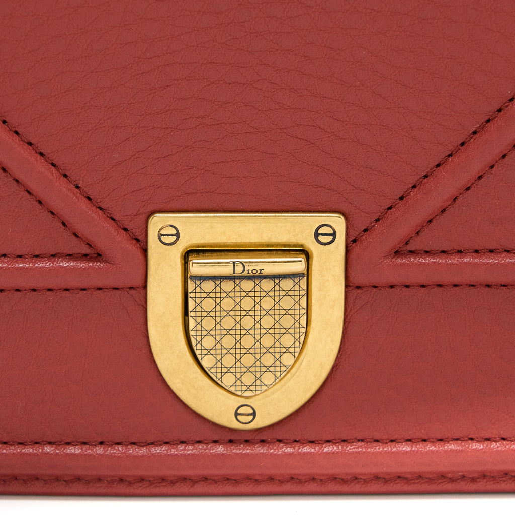 DIOR SMALL DIORAMA CALFSKIN RED BRUSHED GHW